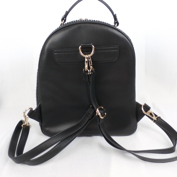 BEBE black woven leather backpack NWT main image 4